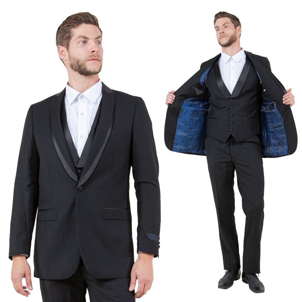 Bryan Michaels Slim Fit 3-PC Tuxedo, Black